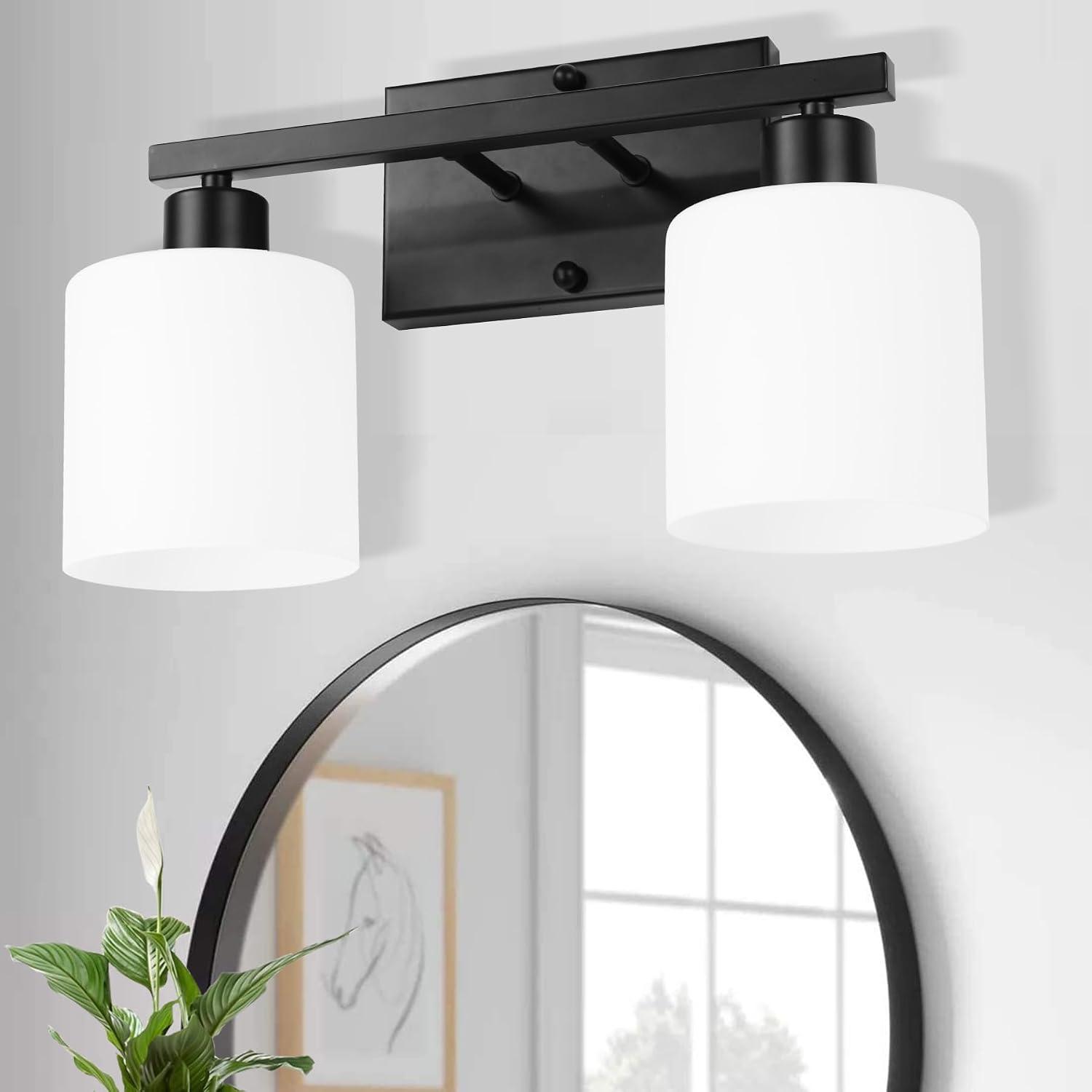 Modern Milk-White Glass Shades Vanity Light