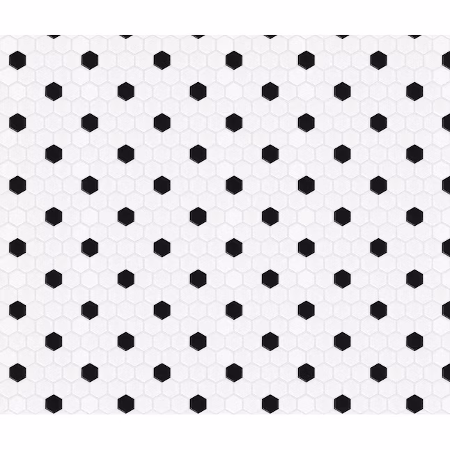 Satori Hudson Brilliant White and Black Matte Porcelain Hexagon Mosaic