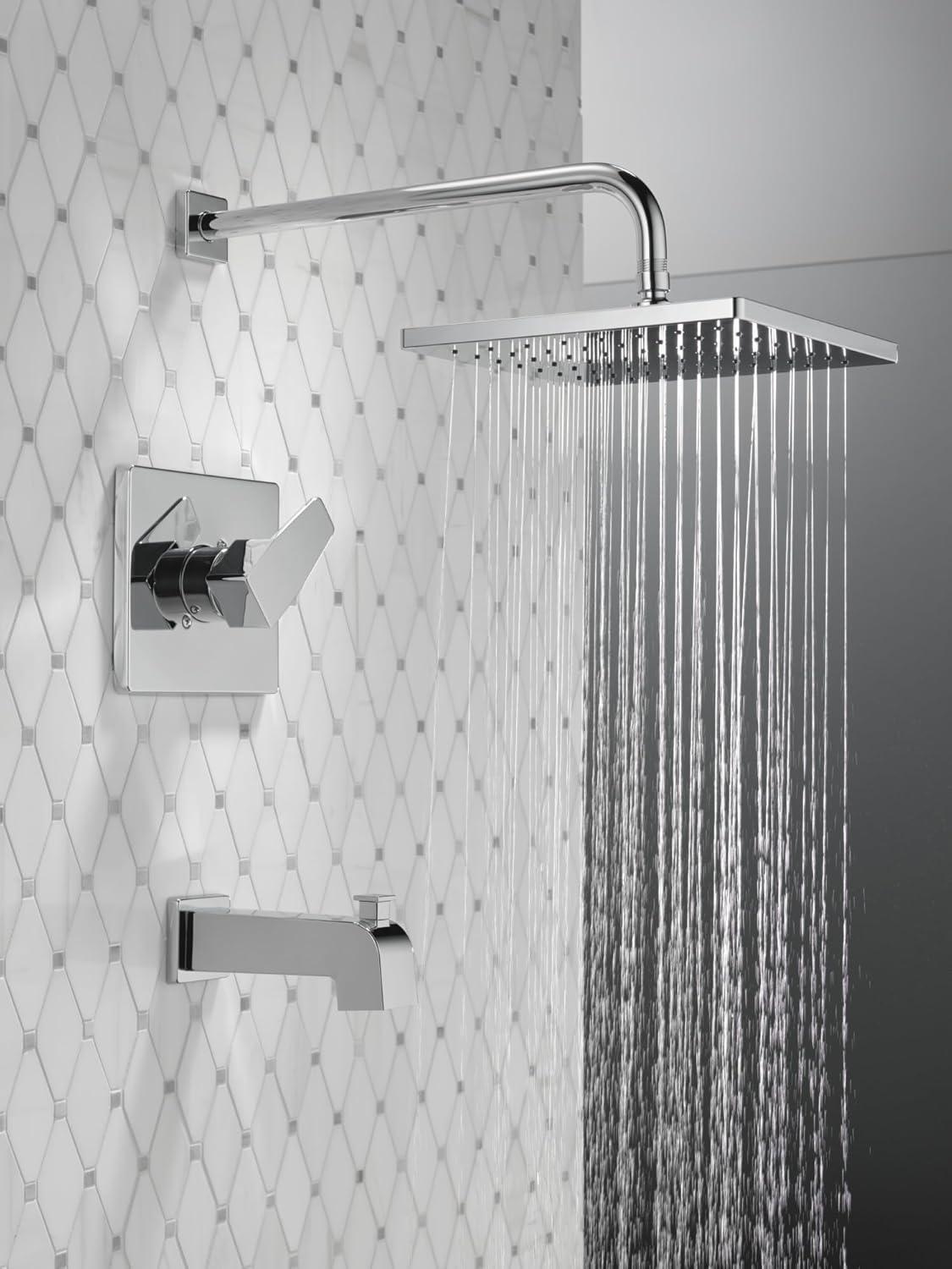 Delta Faucet Modern Raincan Square Single-Function Tub and Shower Trim Kit