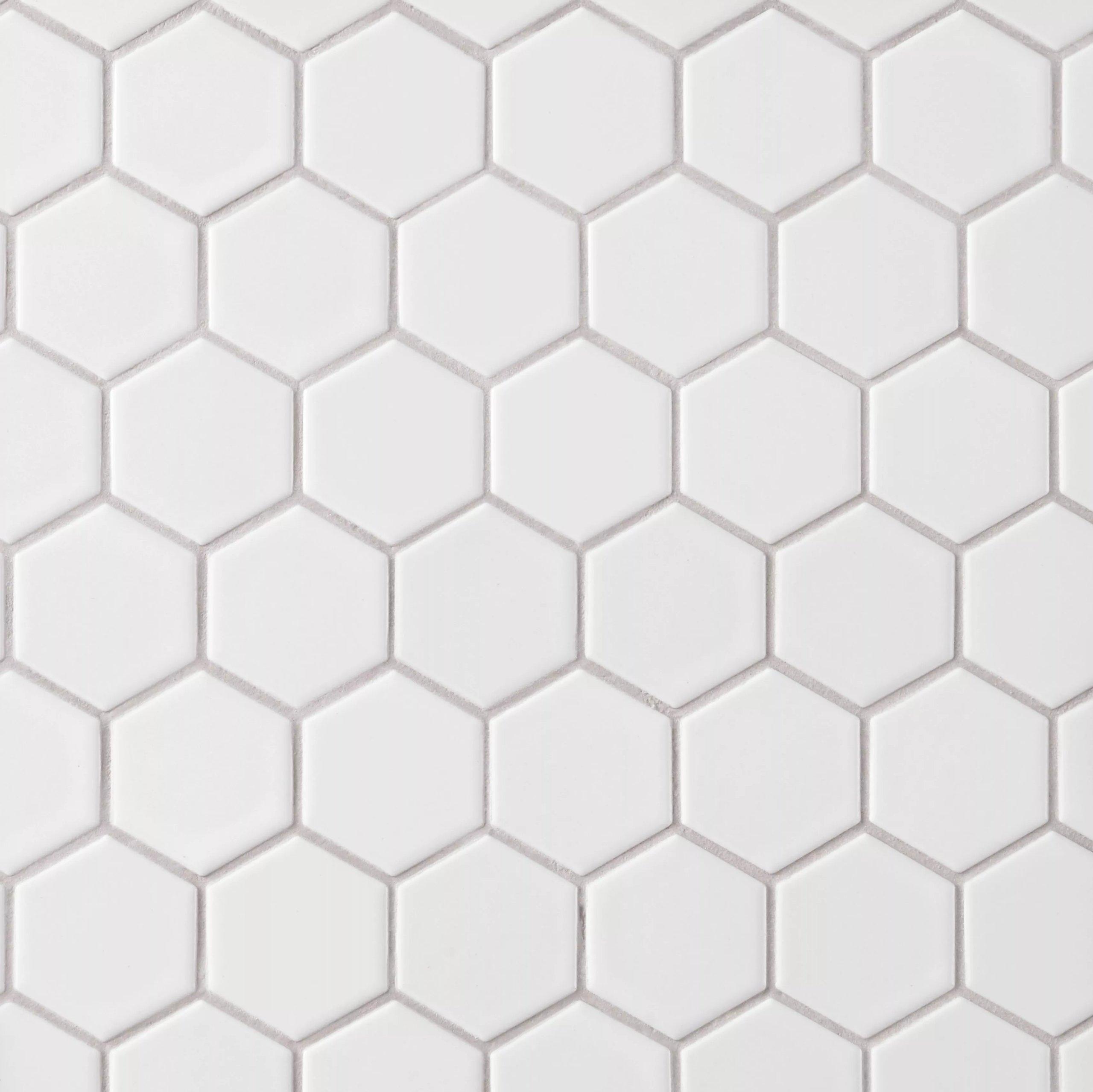 Satin White Matte Hexagon Porcelain Mosaic